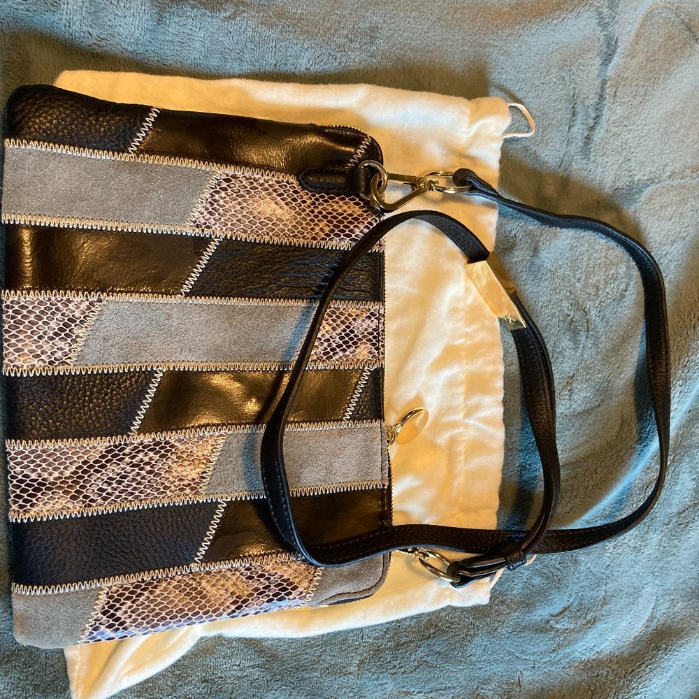 G.I.L.I  Leather/Suede Patchwork Crossbody NWOT & Dust Cover
